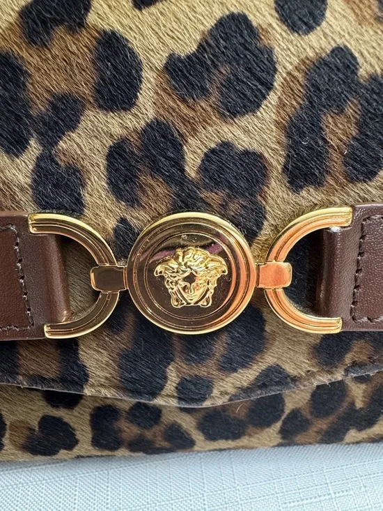 Versace Medusa '95 Leopard Wallet on gold chain 7" L x 1" W x 4" H. - Picture 3 of 14